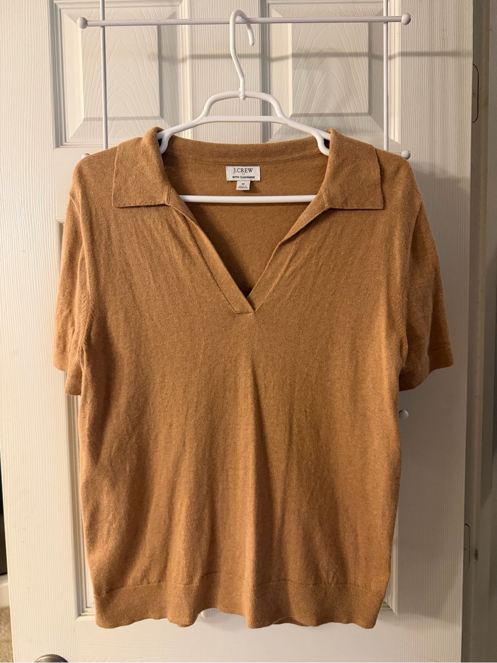 J. Crew Short-Sleeve Polo Sweater in Camel Brown